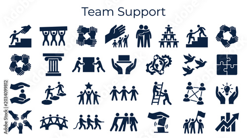 Bild auf Leinwand Teamwork and Collaboration Icons Representing Business Success and Support