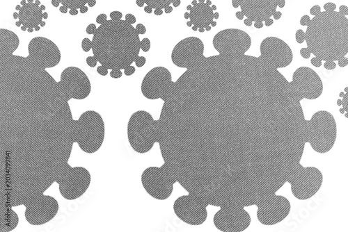 Hantavirus Poster Background with Gray Distressed fabric Texture, Copy Space and Virus Elements