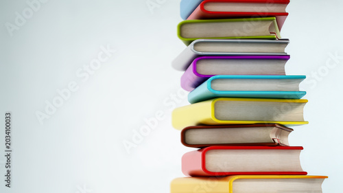 Tableau sur toile Colorful book stack with copyspace