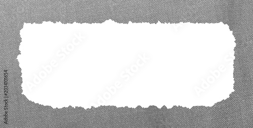 Distressed Grey Fabric Texture Frame with Torn Rough Edges and Subtle Grunge Effect for Design or Creative Project.