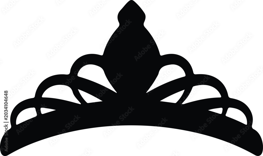 Obraz premium Silhouette vector Elegant princess tiara queen crown outline design