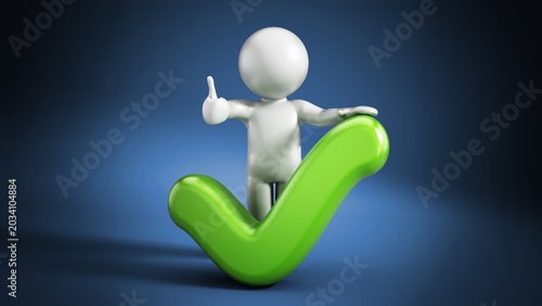 Cuadro en lienzo 3D figure holding a tick sign