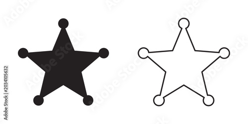 Photography Sheriff star badge and police officer star icon set