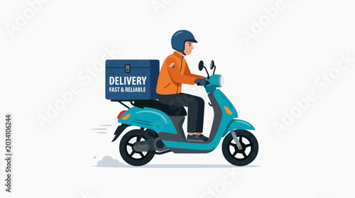 Flat Illustration Delivery Scooter