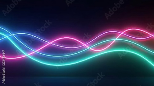 Neon waves glowing abstract light