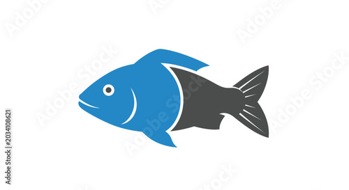 Minimalist Blue and Gray Fish Logo Design on White Background Suitable for Branding