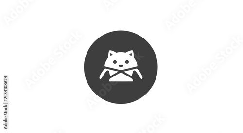 Minimalist Animal Icon: A Simple Design Featuring a Stylized Cat or Feline on White Background
