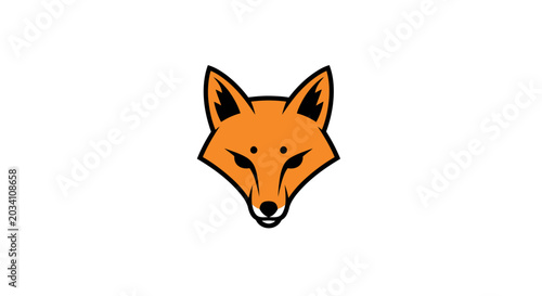 Minimalist Fox Head Illustration in Bold Colors, Perfect for Logos or Branding Purposes