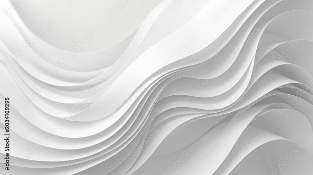 Obraz premium Abstract White Paper Curves, S-Shaped Layers, Minimalist Sculpture Style, Modern Architectural Background, 3D Render