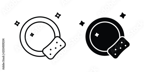 Washing dishes icon for ui and web, Vector pictogram