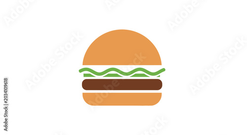 Minimalistic illustration of a hamburger with vibrant colors and contrasting shapes