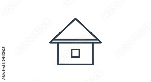 Simple house icon illustration representing home, shelter, real estate, and dwelling