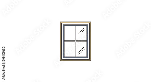 Simple illustration of a window frame isolated on a plain white background for design uses