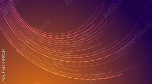 Bright minimal wavy dotted lines abstract futuristic tech background. Vector digital banner design