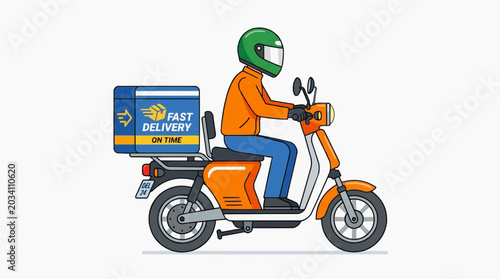 Flat Illustration Delivery Scooter