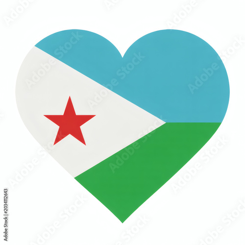 Djibouti flag in a heart shape celebrates national pride and love for the country, a symbol of patriotism and cultural identity