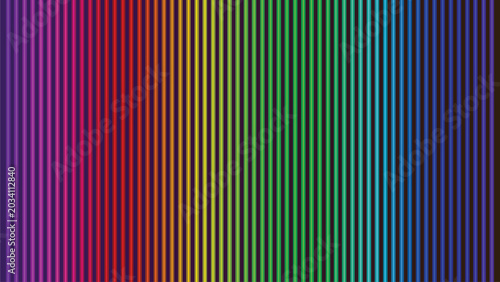 An abstract seamless wallpaper design featuring a vibrant rainbow of colorful vertical stripes and retro lines for a vintage backdrop illustration