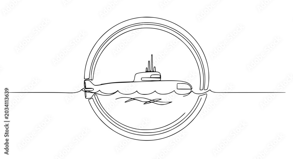 Fototapeta premium Submarine Underwater Ocean Vehicle Machine.