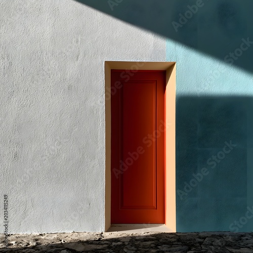 Red Door on Textured Wall