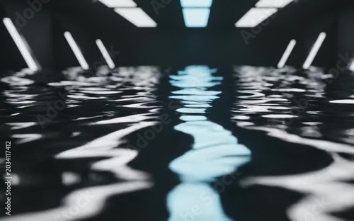 Smooth liquid metal forms continuous reflective waves in minimal futuristic cinematic macro aesthetic