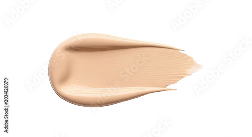 Close-up isolated beige foundation cream texture on transparent background makeup cosmetic