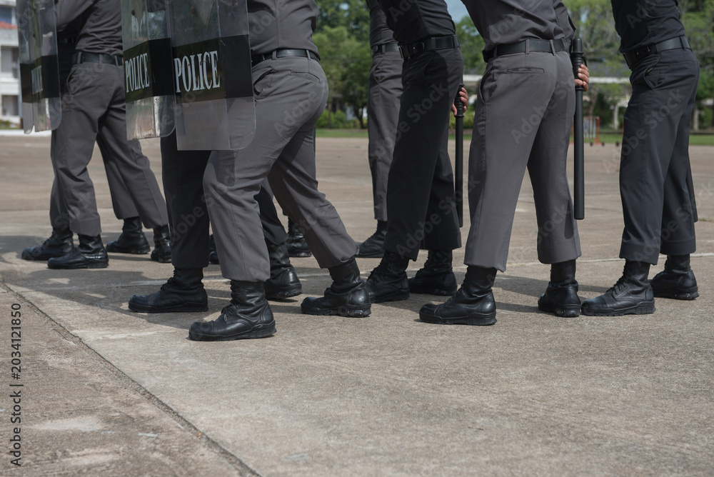 Obraz premium Riot police control the crowd training