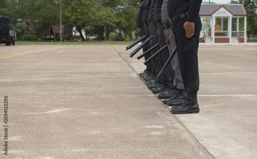 Obraz premium Riot police control the crowd training