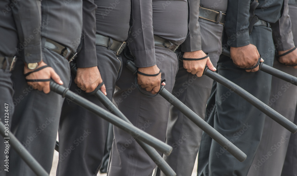 Obraz premium Riot police control the crowd training