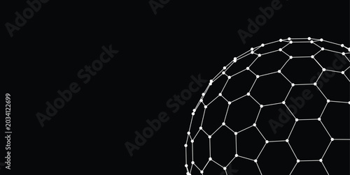 Fotografie Abstract Futuristic Wireframe Sphere Background with Geometric Polygon Mesh