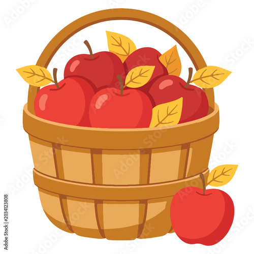 Apple Basket Harvest Autumn Illustration Design