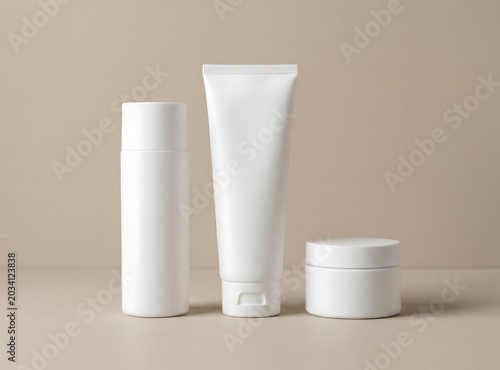 Pump Bottle Skincare Product with Round Mirror – White Minimal Beauty Cosmetic Photography