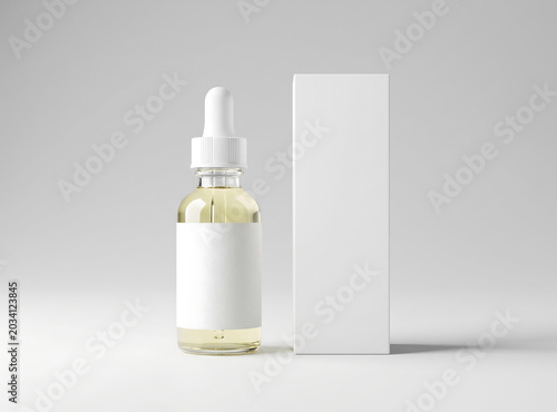 Dropper Bottle and Box Skincare Set – White Luxury Cosmetic Serum Product Photography