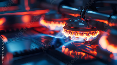 burning gas stove