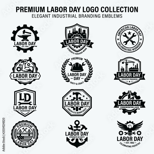 Canvastavla Labor Day Logo Collection Emblems.