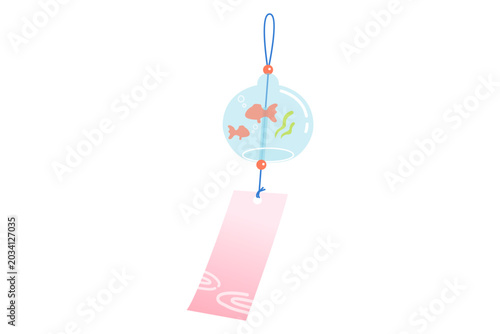 金魚柄のかわいい風鈴のイラスト