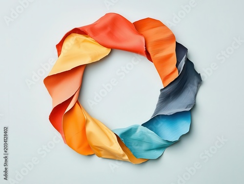 Abstract symbol of infinity made of plastic, glass, and fabric scraps, circularity concept
