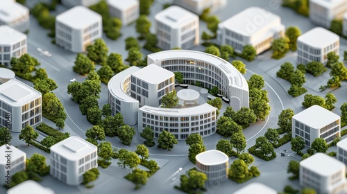 3D render of sustainable city with visible circular economy systems