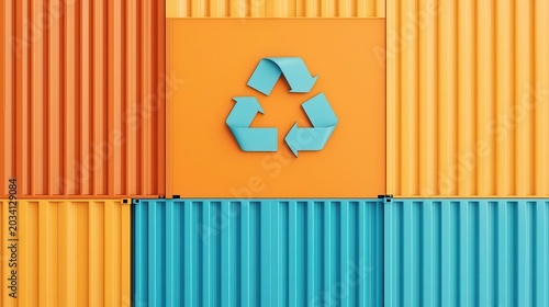 Urban recycling hub with labeled zones for repair, reuse, and remanufacturing