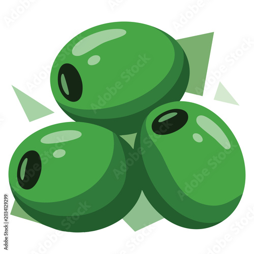 Obraz na plátně Fresh green olives on white background