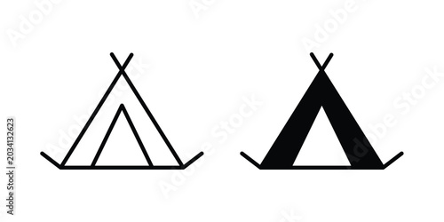 Foto Tent icon collection, linear icons set with solid style