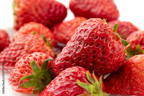 Schilderij op canvas Strawberries on White Background
