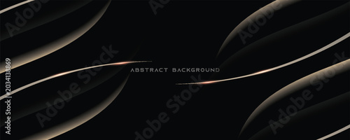 Black gold abstract background with flowing curves, smooth gradient ribbons and metallic shimmer deep shadows and glossy highlights create premium mood, ideal forlux branding corporate.