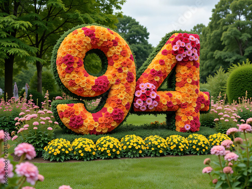 number 94 made from flowers