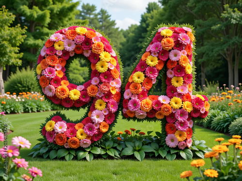 number 94 made from flowers