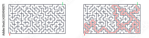 Maze puzzle design with solved path illustration  