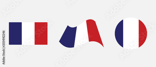 Fotografie france flag icon set flat waving and circular styles