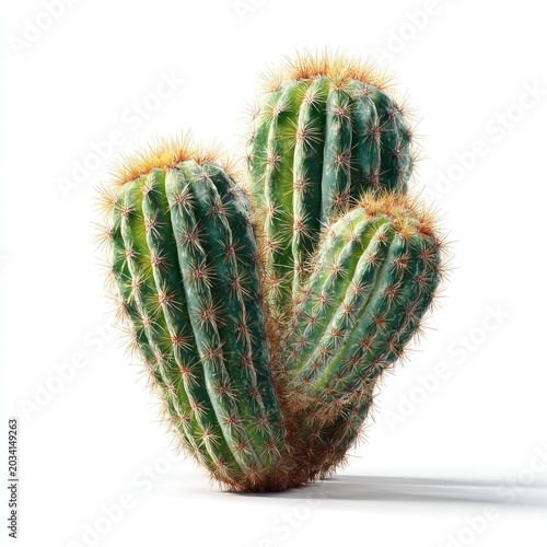 Three-part green cactus with sharp golden spikes