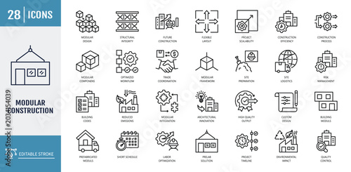 Canvastavla modular construction icon set