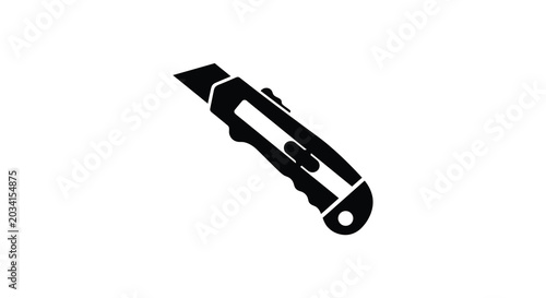 Obraz na płótnie Utility knife with retractable blade black silhouette