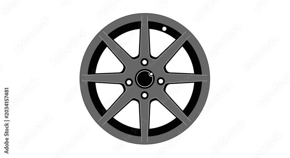 Obraz premium Minimalist Wheel Rim Illustration Depicting Automotive Design and Engineering Perfectly